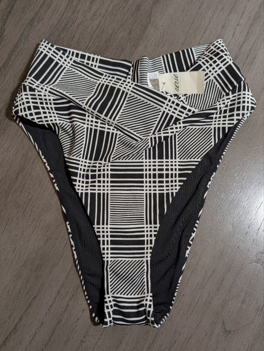 Aerie Jacquard High Waisted High Cut Cheeky Swim Bottom size Small